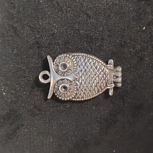 Vintage Silver Tone Owl Charm Pendant Textured Bird Jewelry Small Owl Pendant